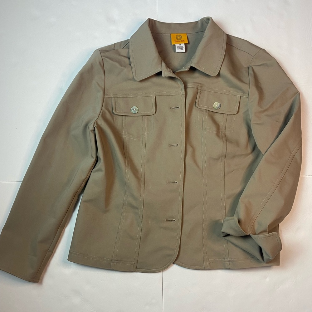 RUBY RED WOMEN SZ 12 LIGHTWEIGHT TAN BUTTON UP/DOWN JACKET PREOWNED.
